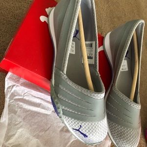 Puma Silver & purple slip on sneaker flats
